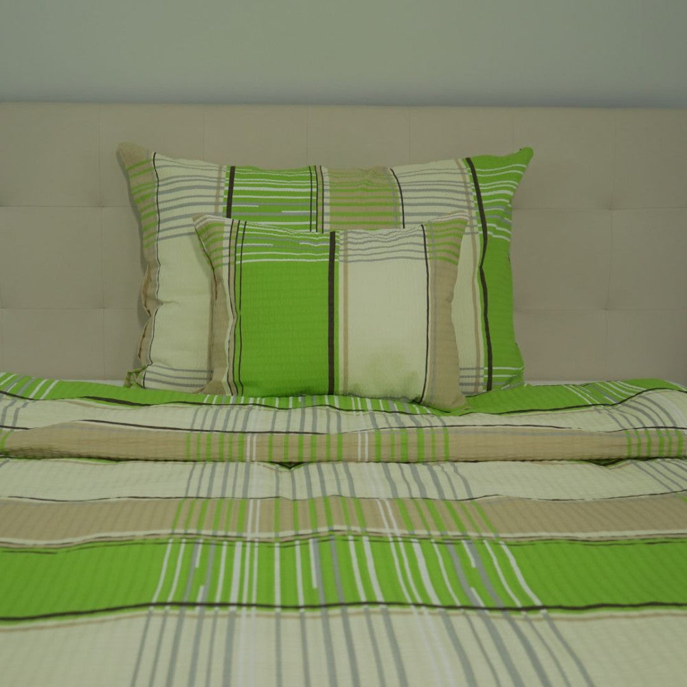 Krepp-Kissenbezug - Grün kariert