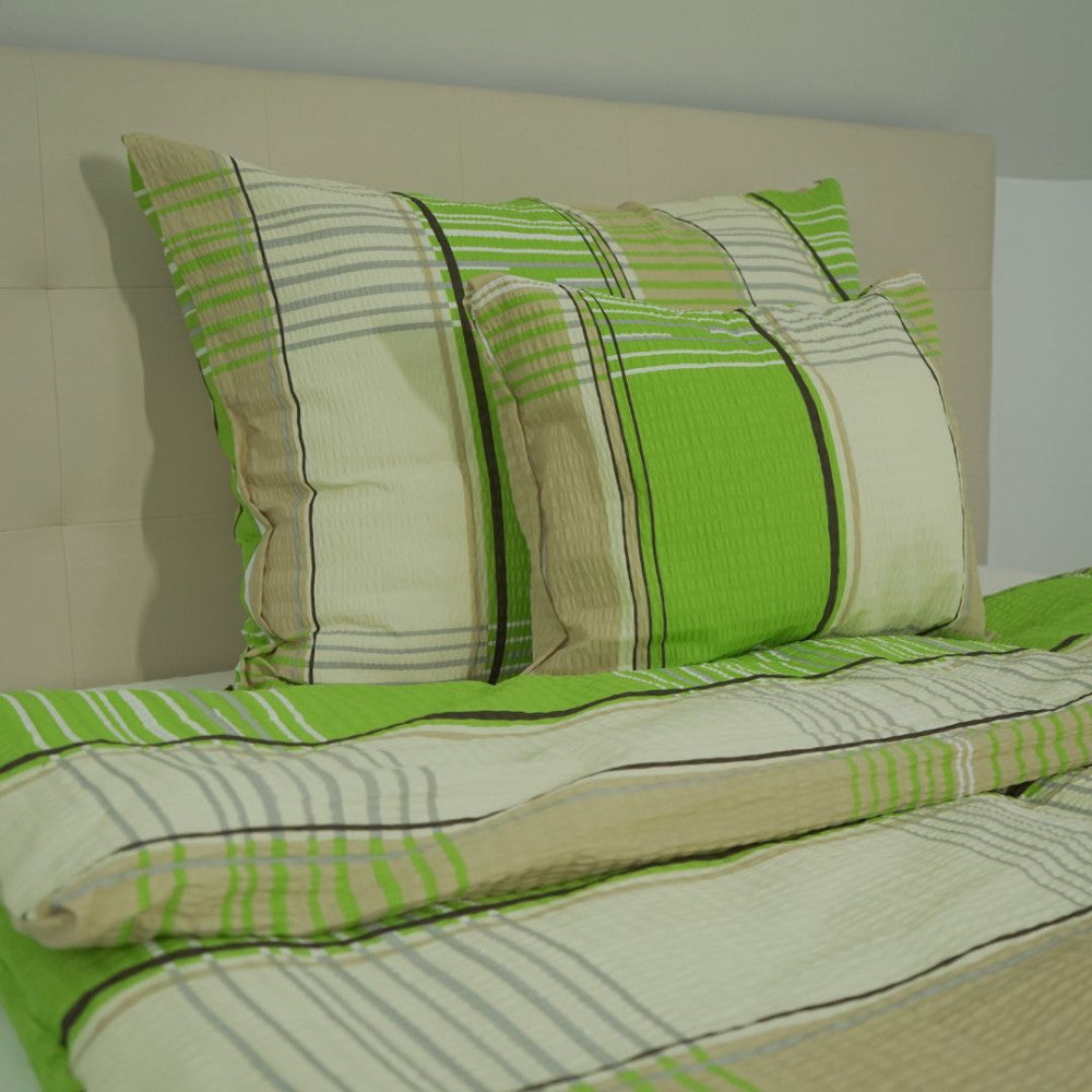 Krepp-Kissenbezug - Grün kariert