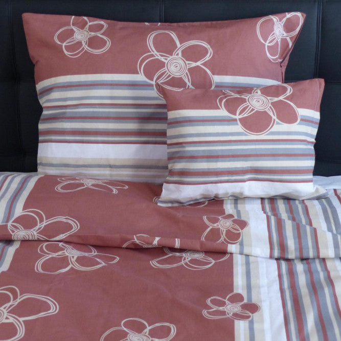 Cotton pillowcase - Brown/Beige floral