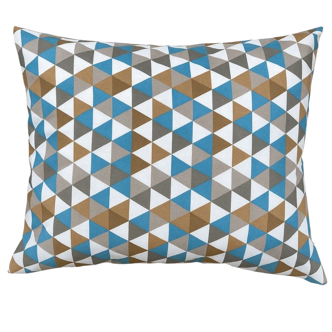 Cotton bed linen set - Blue triangle pattern