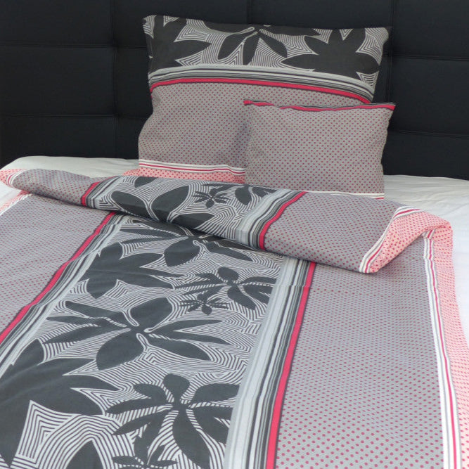 Kissenbezug aus Baumwolle – Grau/pfirsichfarbene Punkte