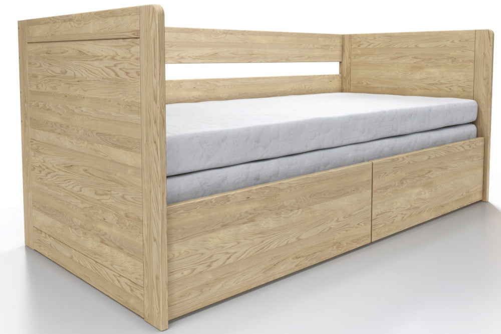 Sára beech folding bed with both high headboards