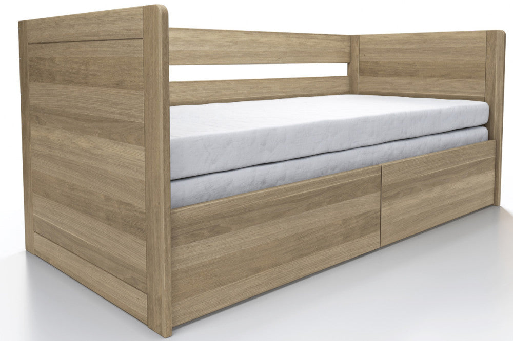 Sára beech folding bed with both high headboards