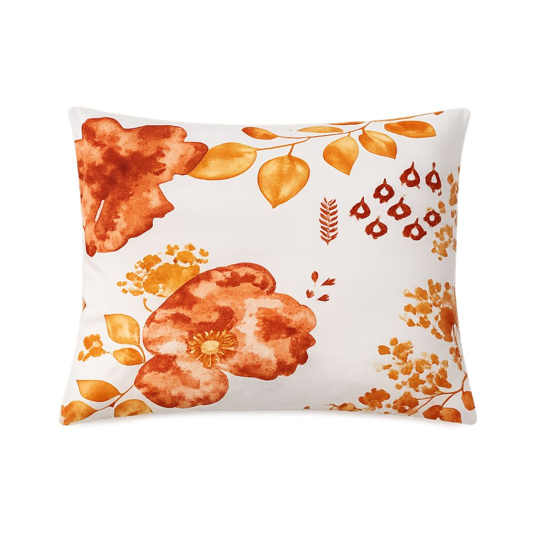 Flanel félpárnahuzat - Meleg terrakotta virágmintás
