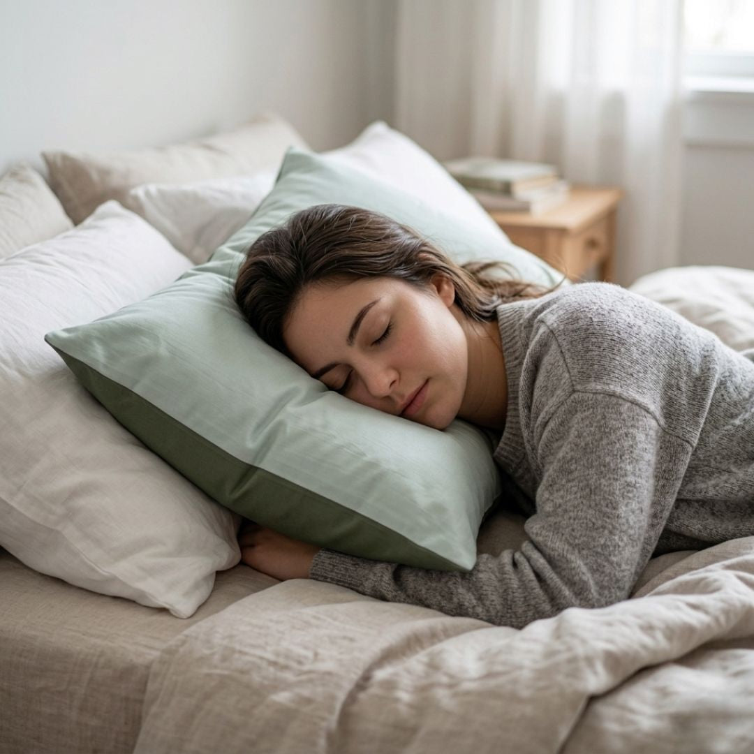 Szatén kispárnahuzat - Kétoldalas menta-oliva