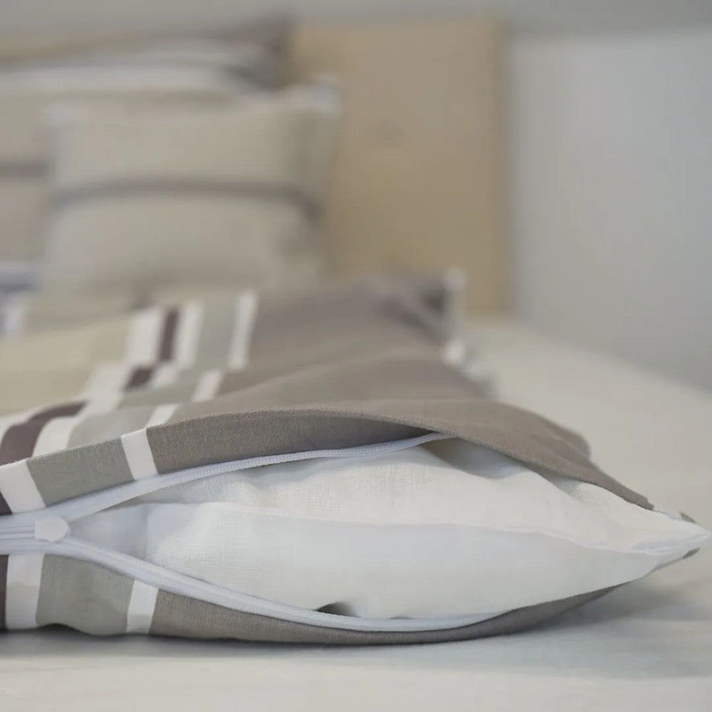 Cotton sateen pillowcase - Grey/brown