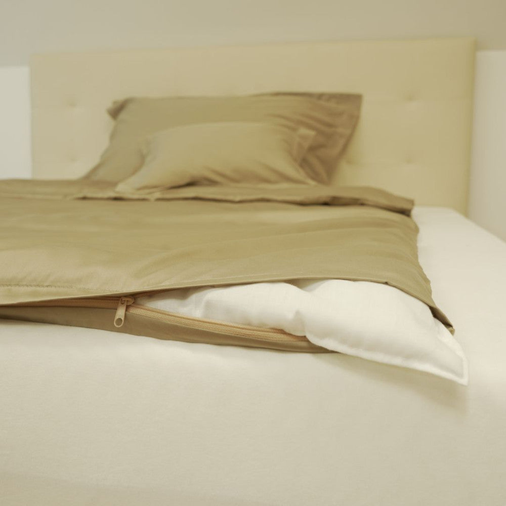 Double cotton sateen bed linen set with English edge - 5 pcs - Hazelnut - TC 250