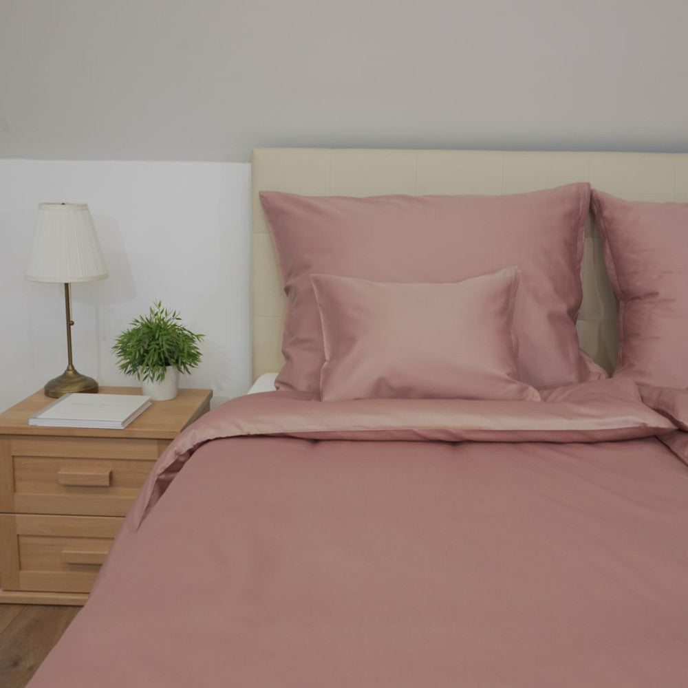 Sandfarbene Satin-Bettwäschegarnitur - TC 300