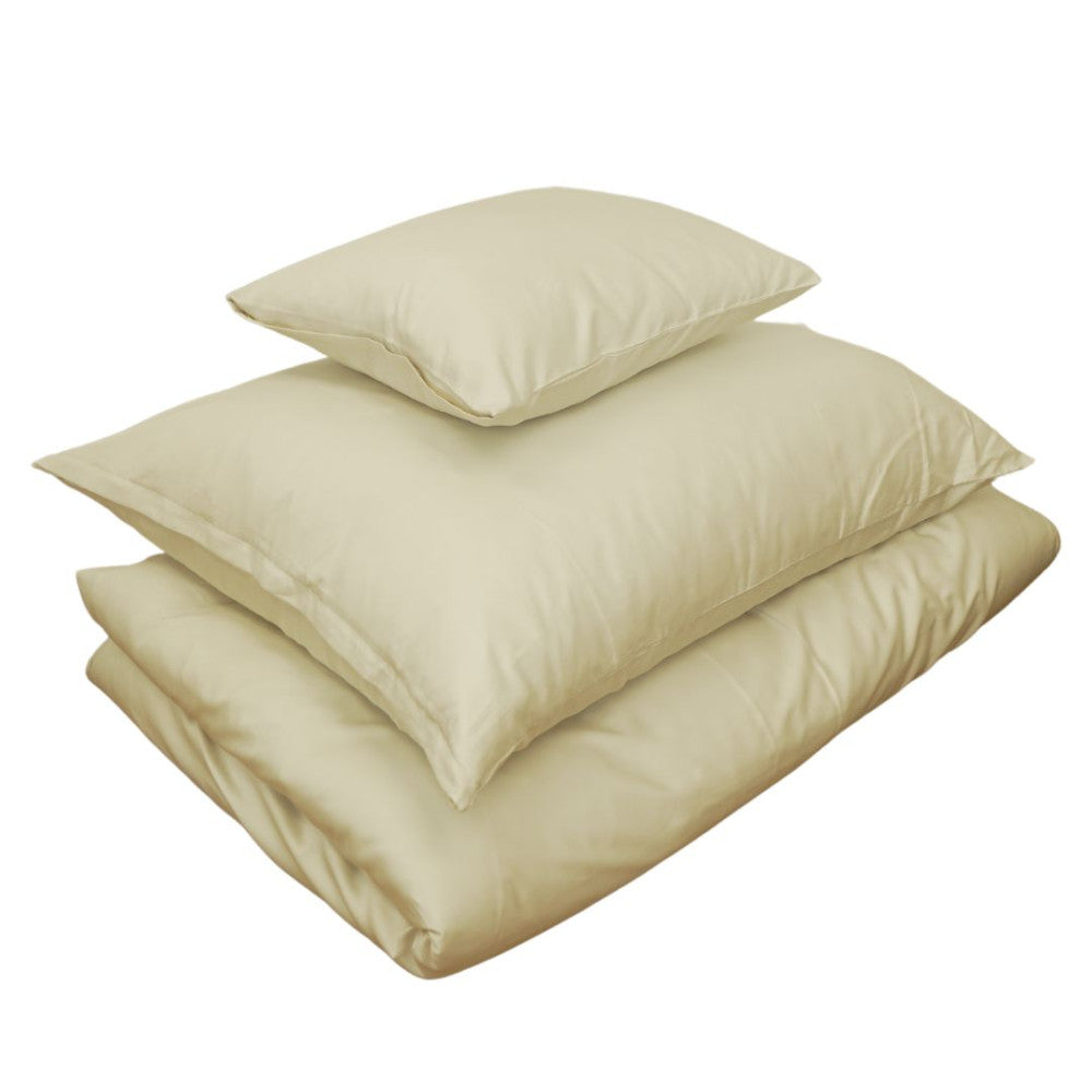 Kissenbezug und Bettbezug aus hellgoldenem Satin – TC 250