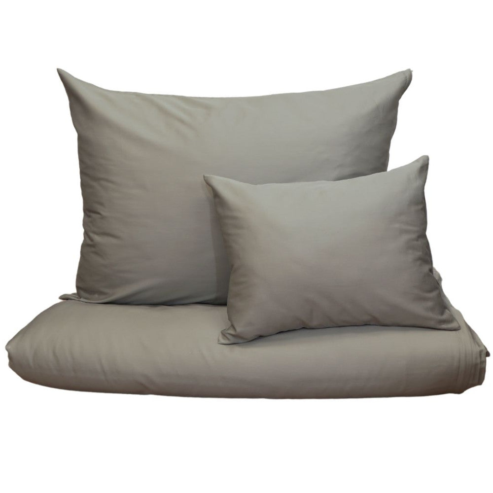 Steel grey satin pillowcase and duvet cover - TC 250