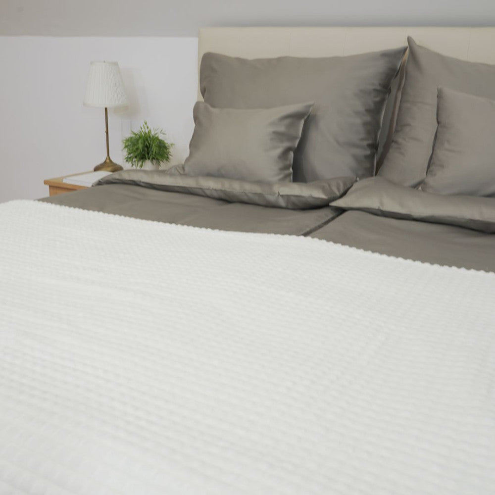 Steel grey satin pillowcase and duvet cover - TC 250