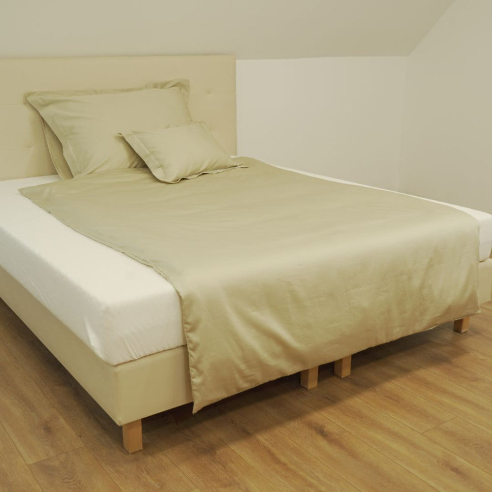 Kissenbezug aus Baumwollsatin mit englischer Kante - Hellgold - TC 250