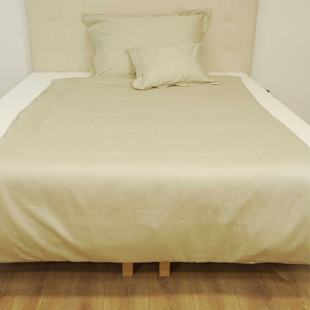 Kissenbezug aus Baumwollsatin mit englischer Kante - Hellgold - TC 250