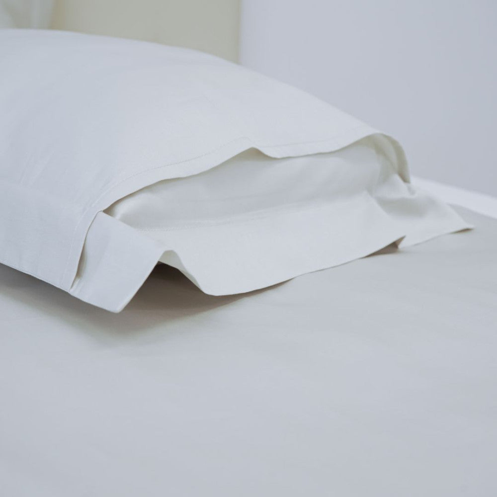 Cotton sateen pillowcase with English edge - Light grey - TC 250