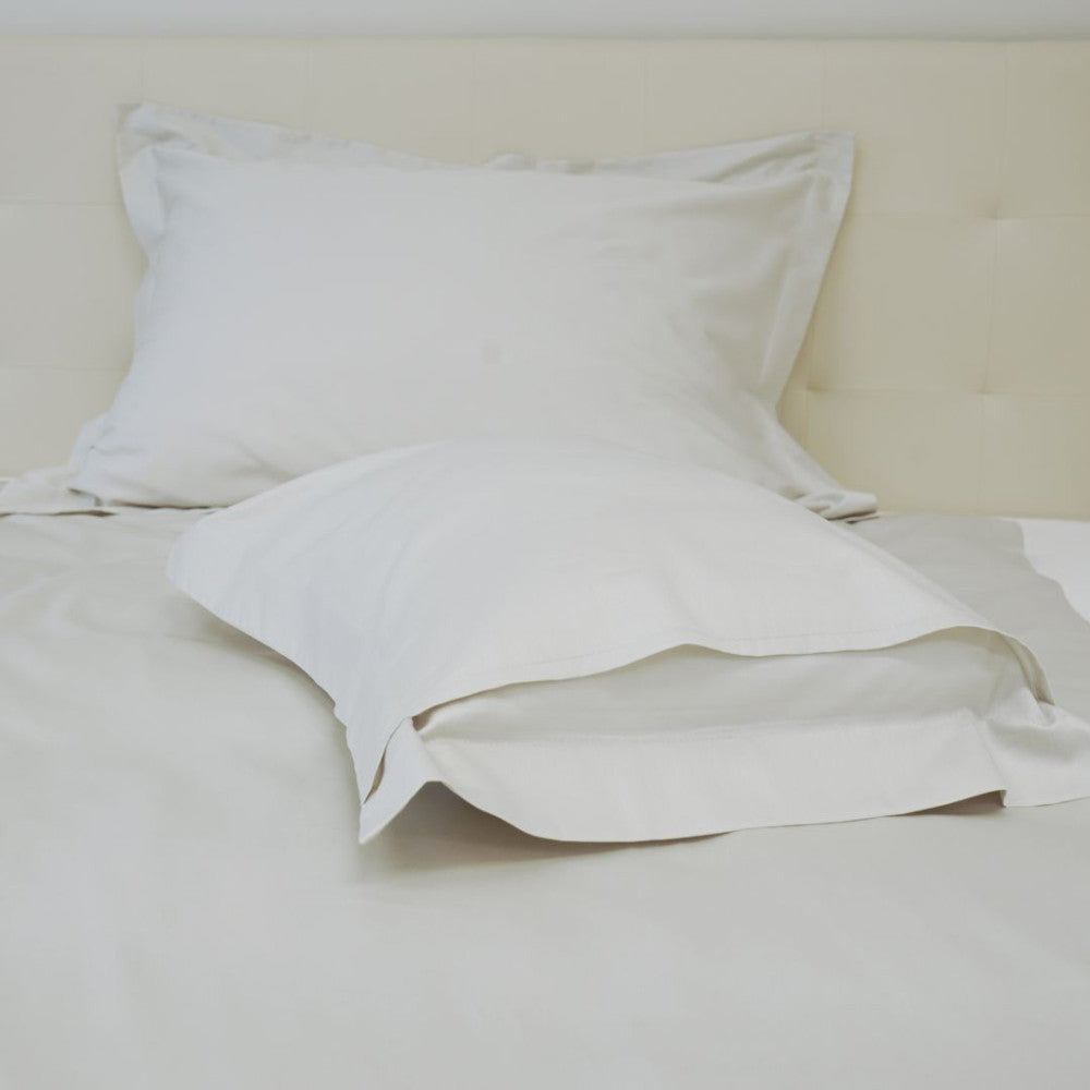 Cotton sateen pillowcase with English edge - Light grey - TC 250