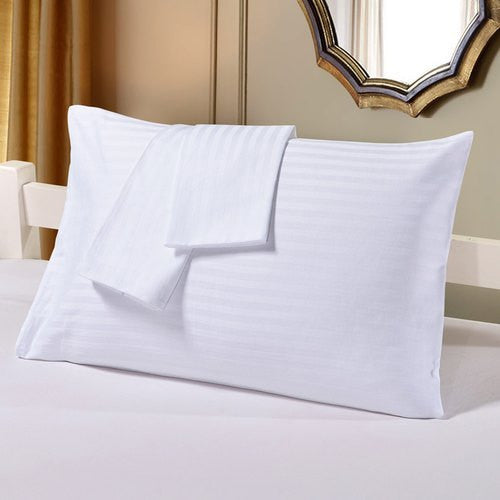 Hotel damask striped pillowcase – 100% Cotton - fold-over - 140 gr/m2 - packaged