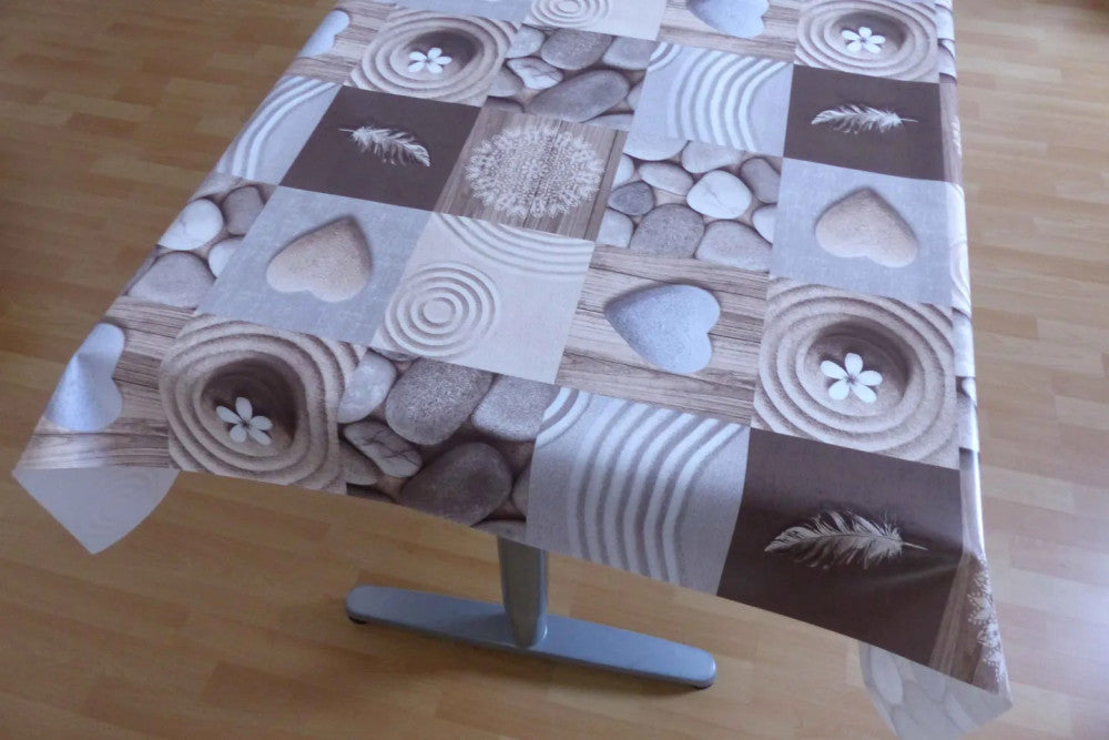 Wachstuch-Tischdecke - Premium-Qualität! - Sandbraun