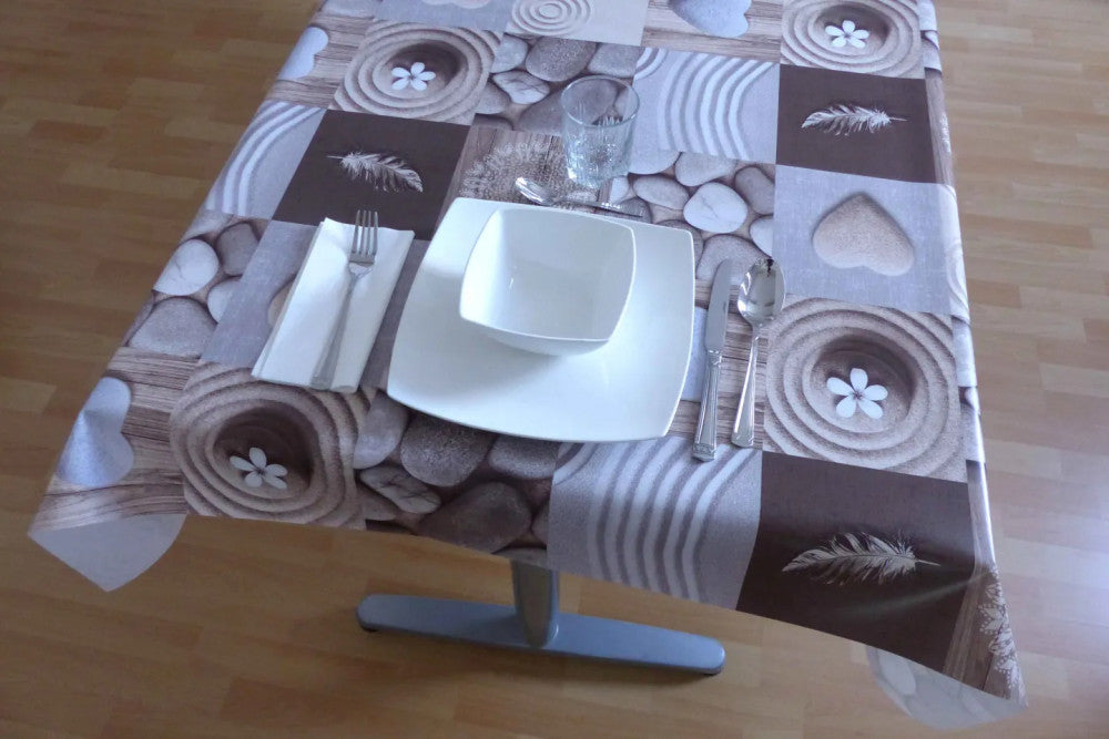 Wachstuch-Tischdecke - Premium-Qualität! - Sandbraun