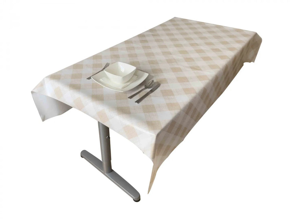 Oilcloth tablecloth - Premium quality! - Beige checkered