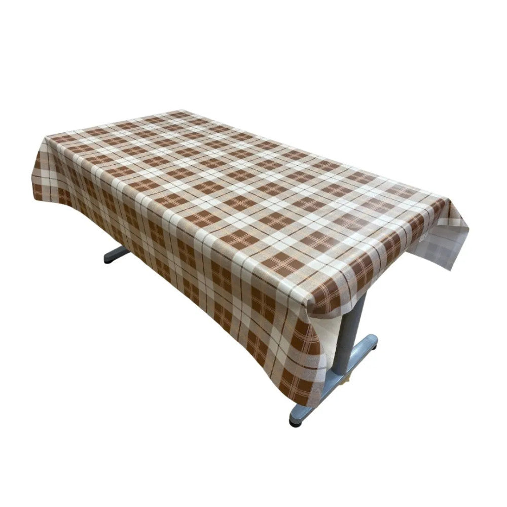 Oilcloth tablecloth - Premium quality! - Brown/beige checkered