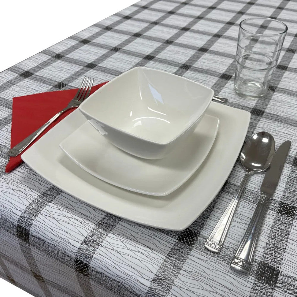 Oilcloth tablecloth - Premium quality! - Gray/white checkered