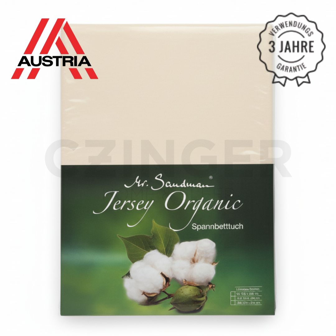 Jersey Organic – tisztán organikus gumis lepedő - 150 g - 25 cm matrac magasság - Prémium minőség!