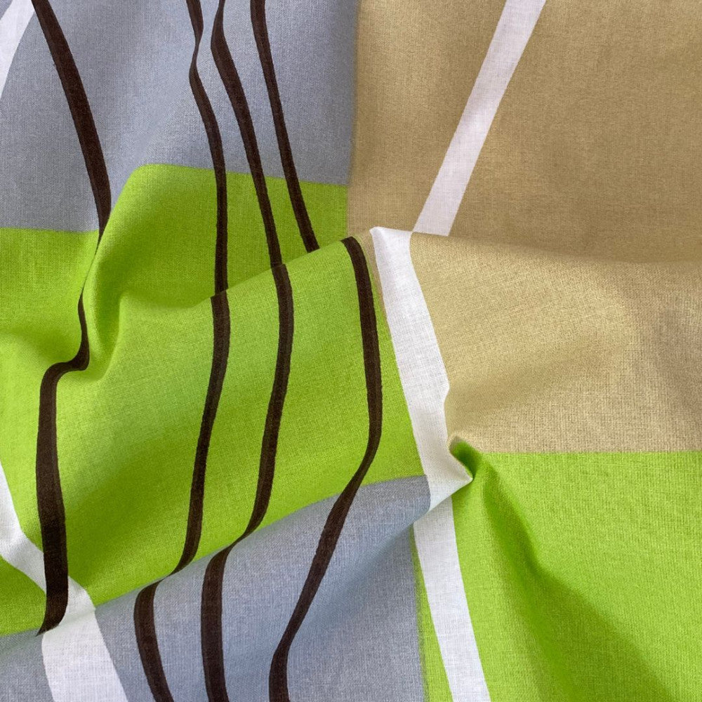 Pamut kispárnahuzat - Zöld/bézs mintás