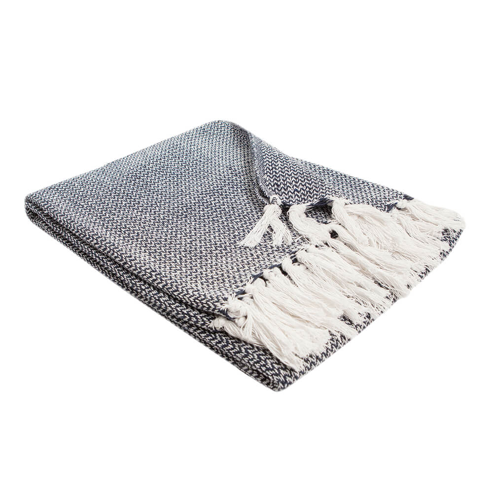 Halszálka mintás sötétkék pléd