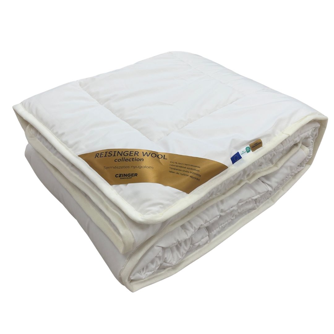 White - Wool 4-Season Duvet - decorated with trim - 140x200 cm