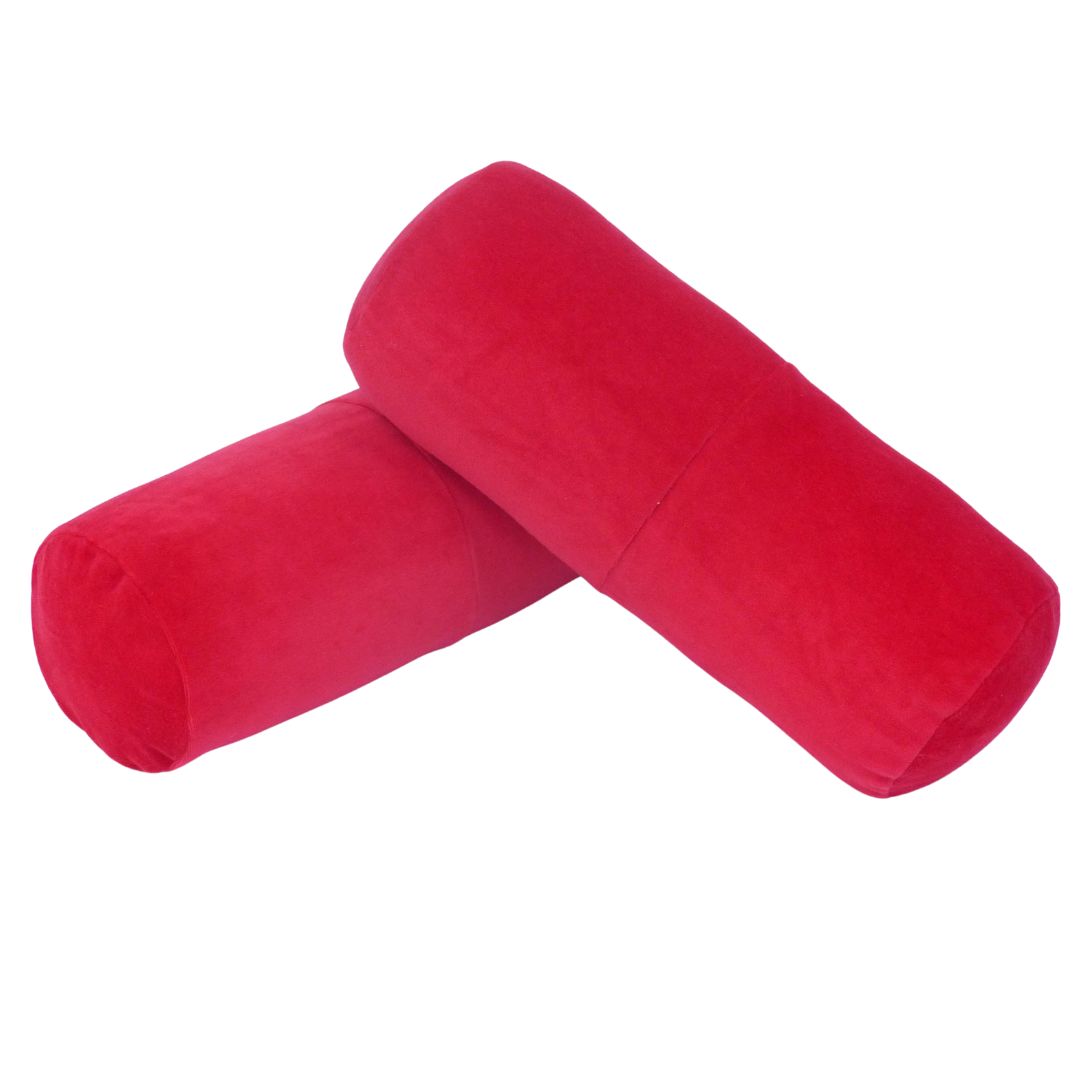 Piros plüss hengerpárna szett - 2 db