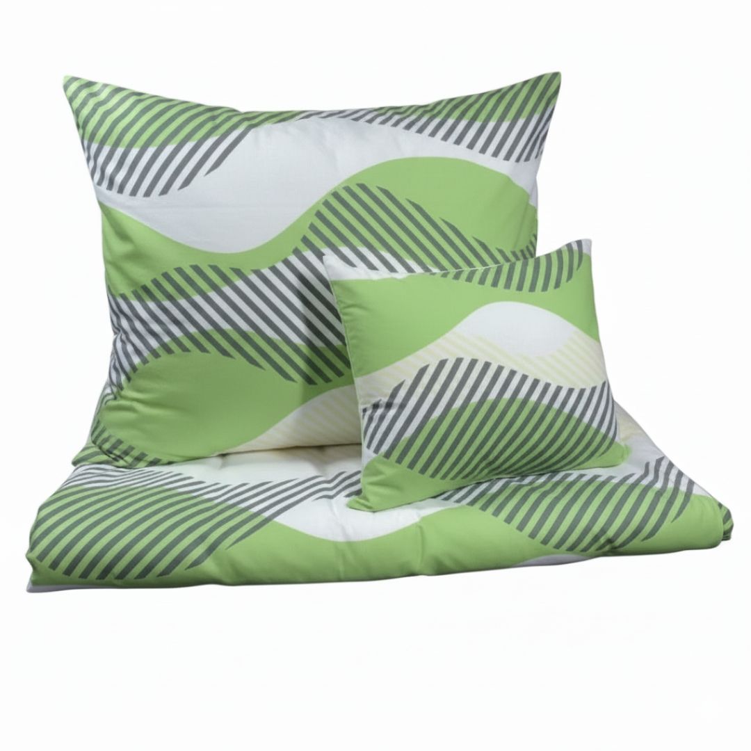 Flannel bedding set - 3 pieces - Beige/white
