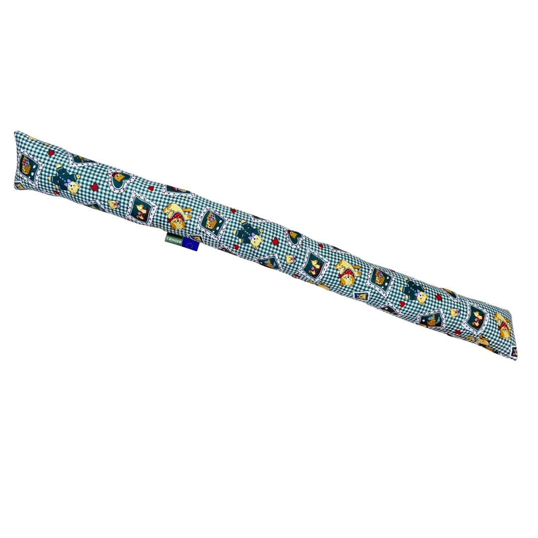 Zöld kockás macis Huzatfogó