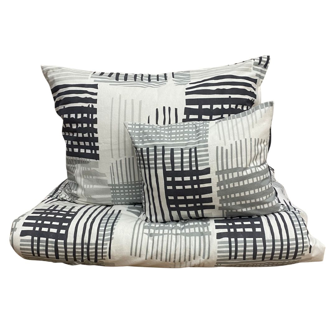 Flannel pillowcase - Grey/white