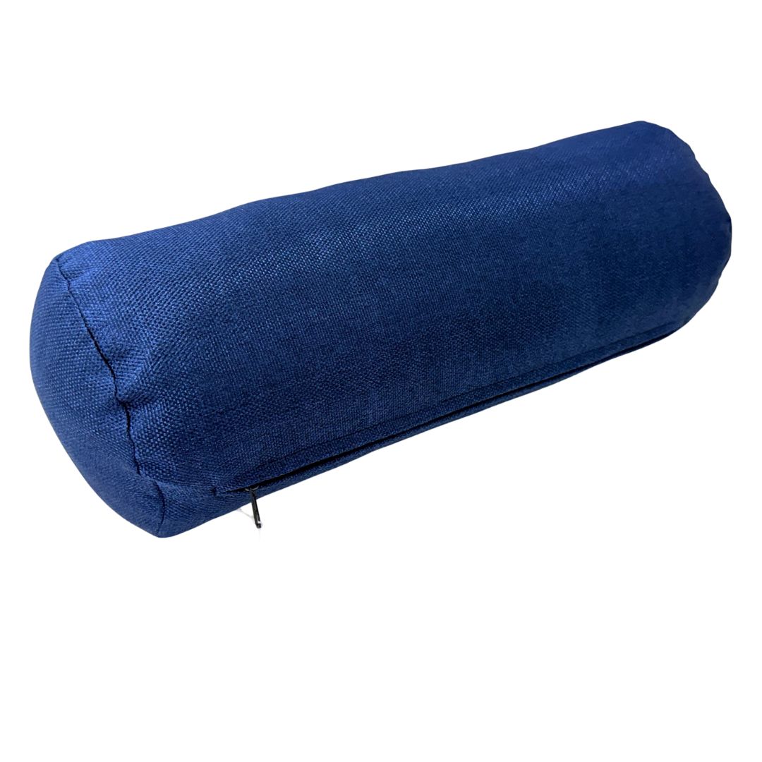Sötétkék hengerpárna - betéttel - 40x15 cm