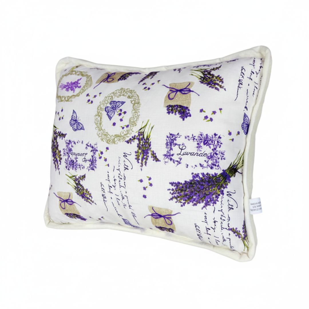 Single-sided wool lavender patterned small pillow - 600 gr/m2 - 40x50 cm