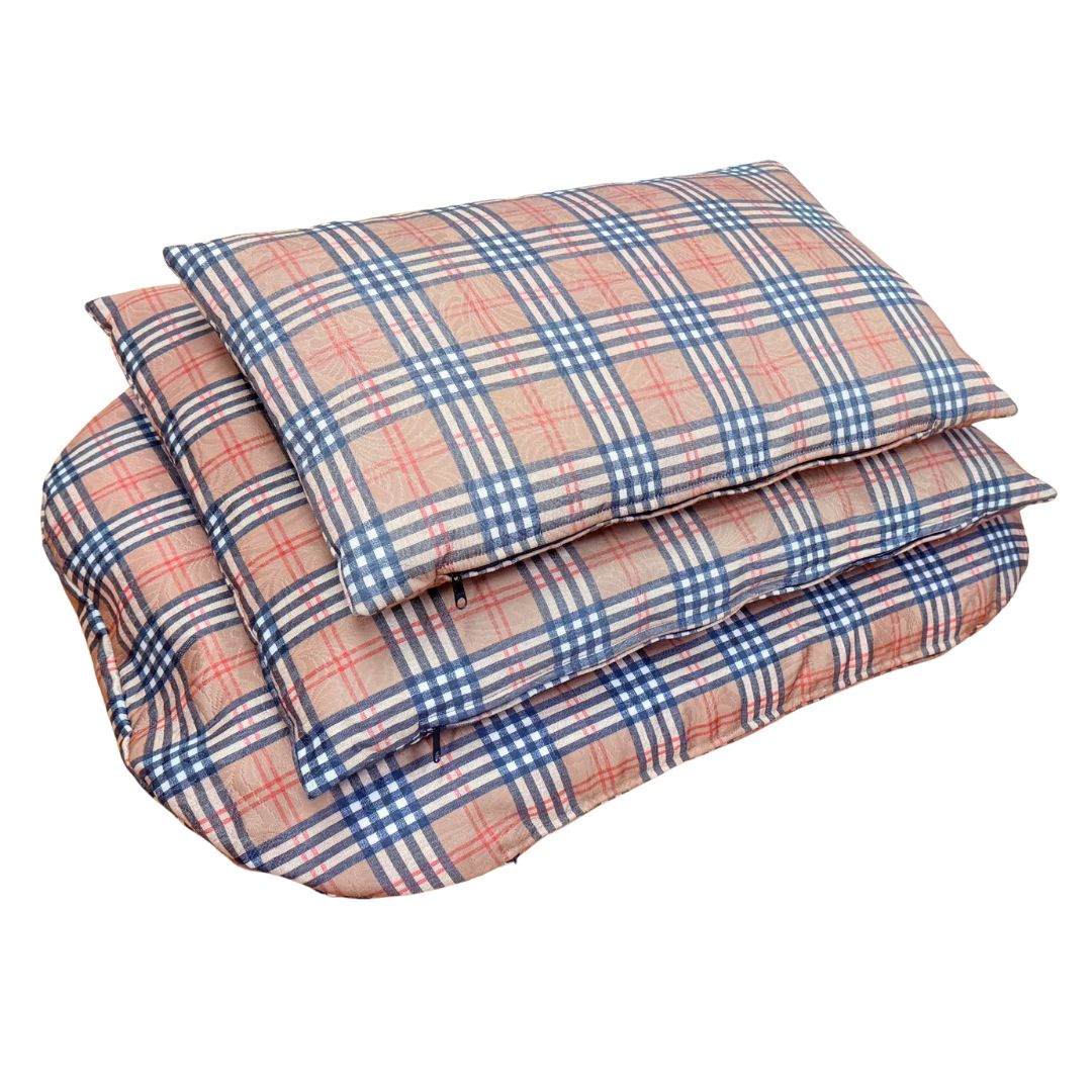 Checkered design dog bed