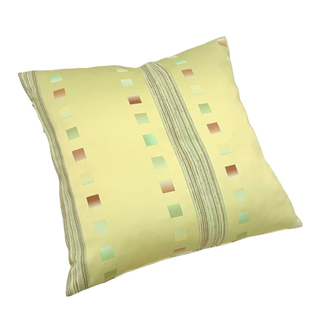 Díszpárna betéttel - cipzáros - zöld-sárga mintás