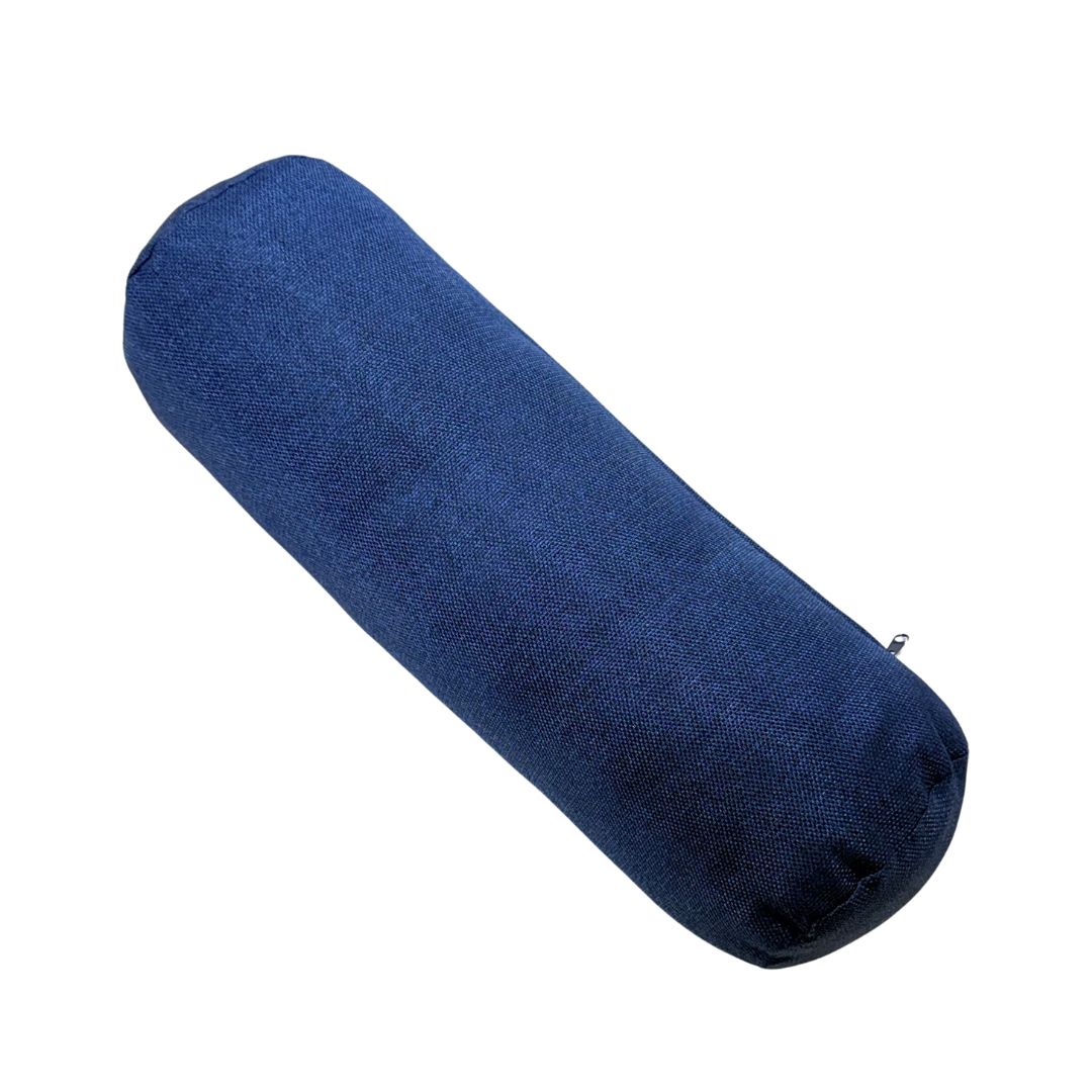 Sötétkék hengerpárna - betéttel - 40x15 cm