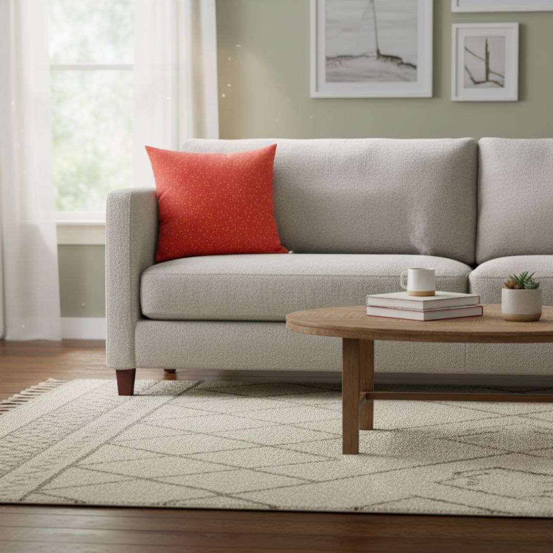 Kissen mit Reißverschluss und Einsatz in Rot mit Stern