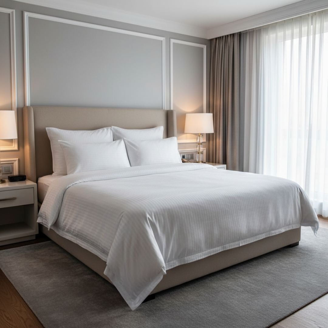 Szállodai 1 cm csíkos damaszt párnahuzat – 50% PAM - 50% PE