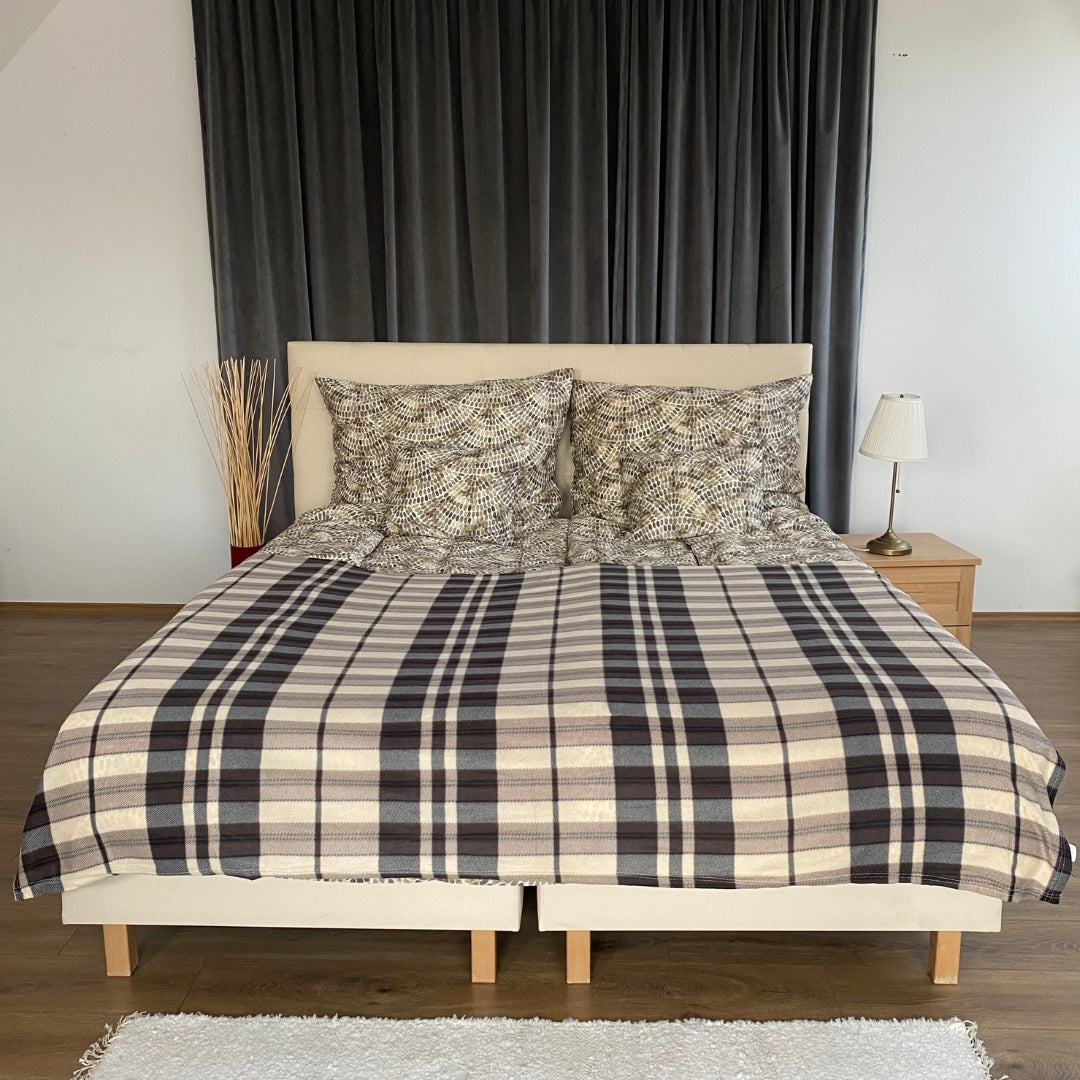 Brown/grey plaid blanket