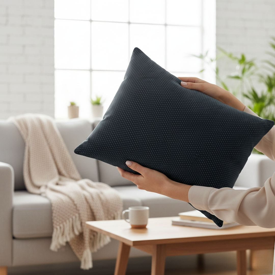 Fekete-fehér pöttyös kispárna