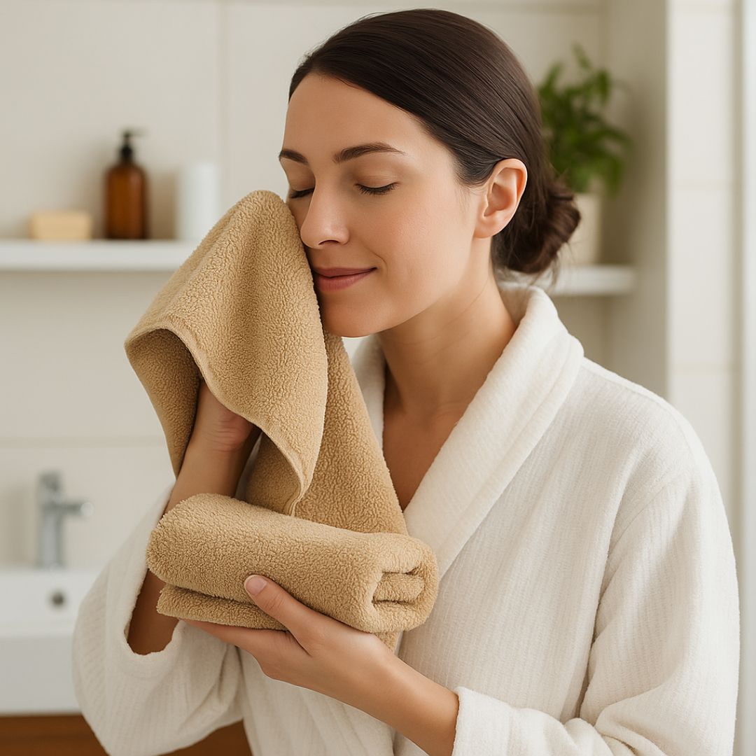 Beiges Frotteehandtuch – 450 g/m²