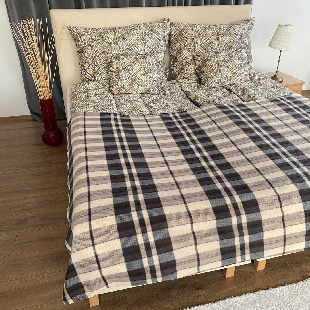 Brown/grey plaid blanket