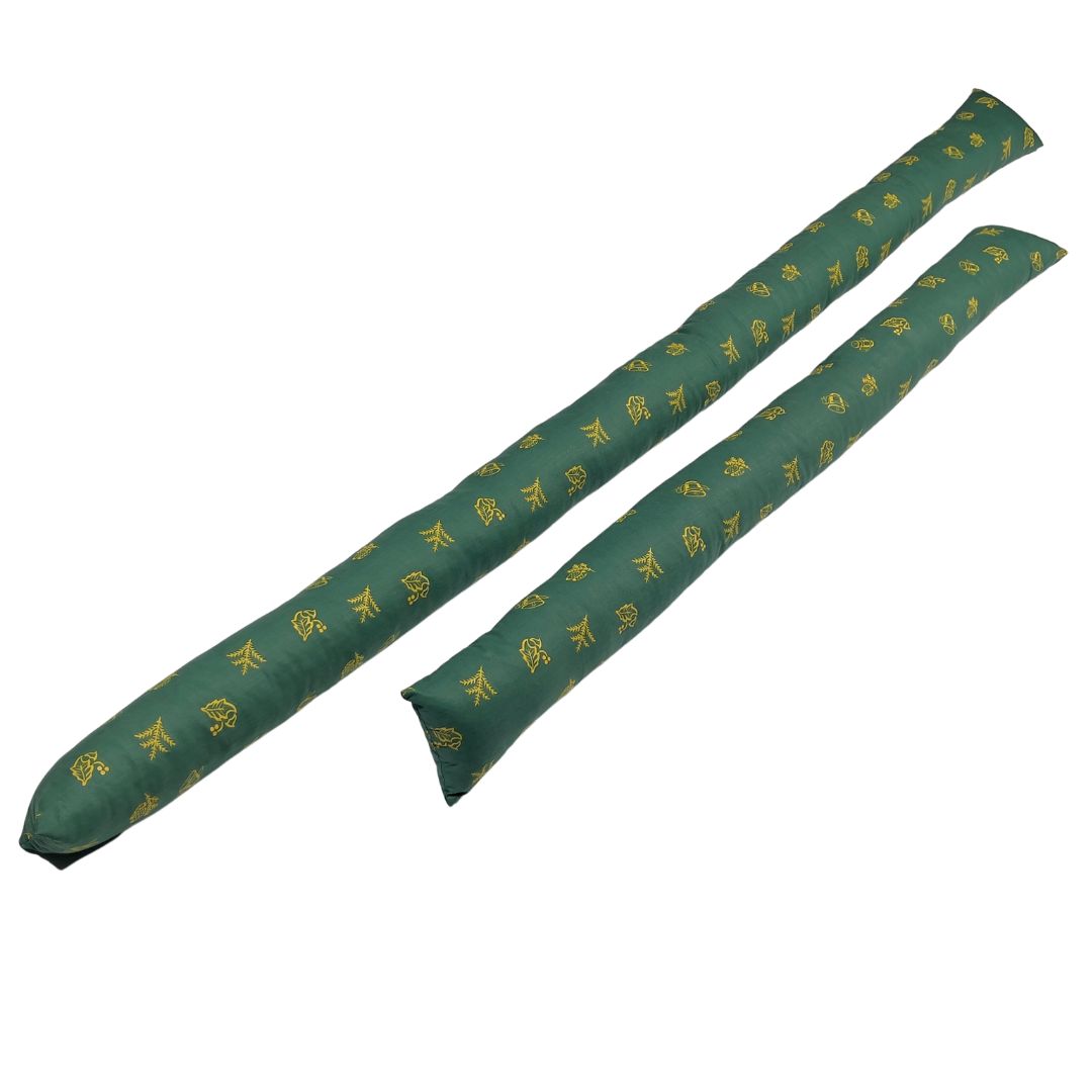 Christmas draught excluder - green/gold pattern