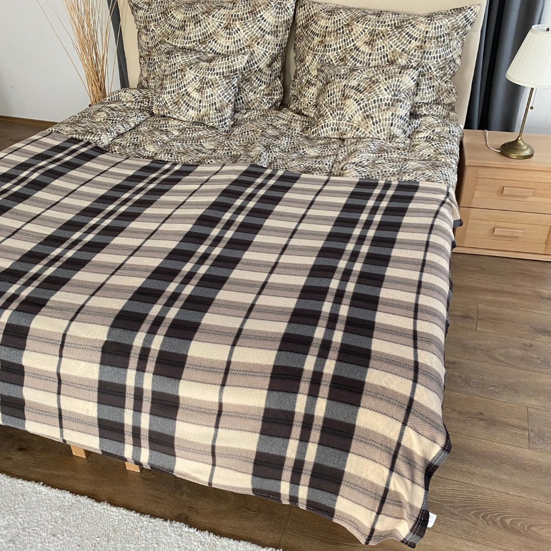 Brown/grey plaid blanket