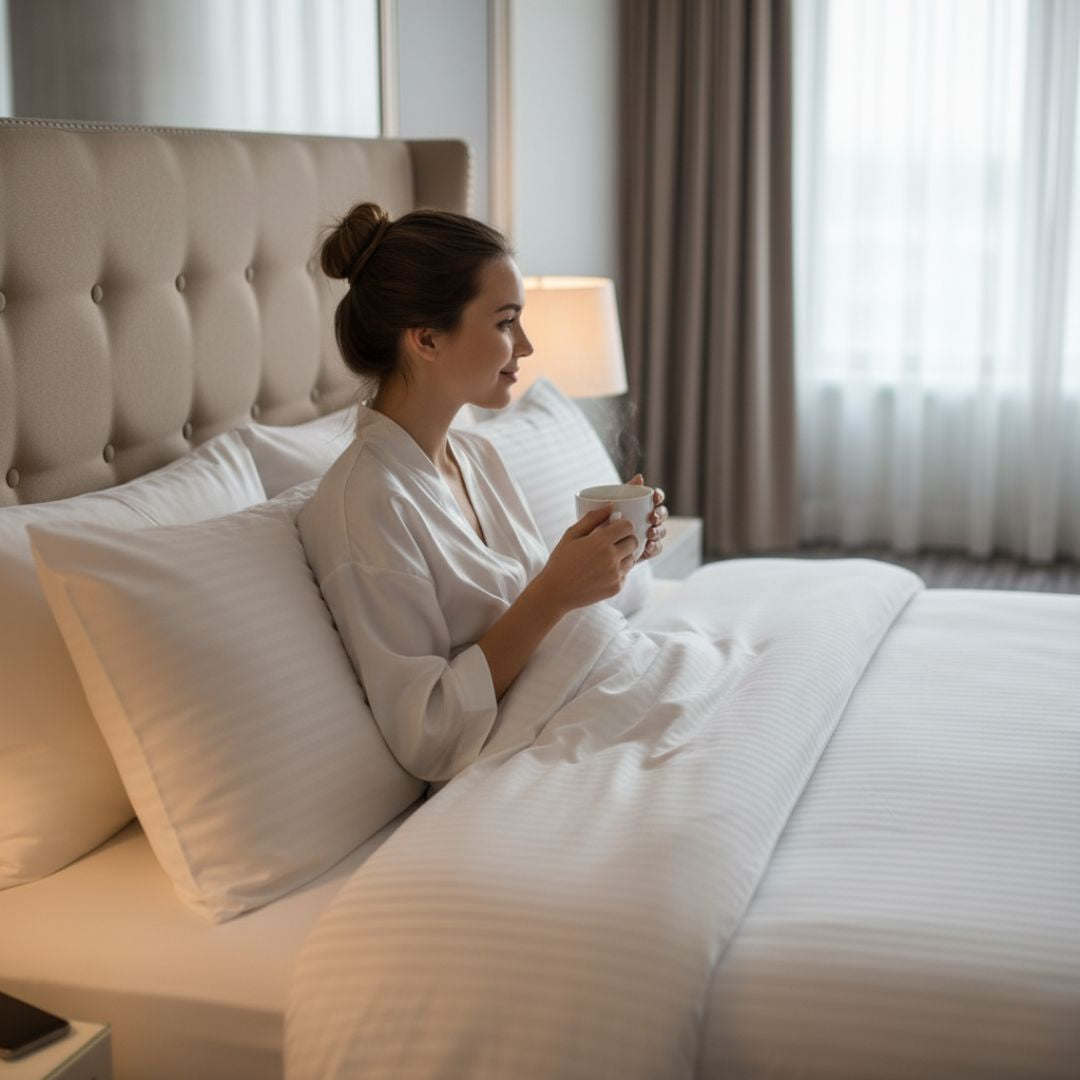 Szállodai 1 cm csíkos damaszt párna-, paplanhuzat – 100% Pamut - 140 gr/m2