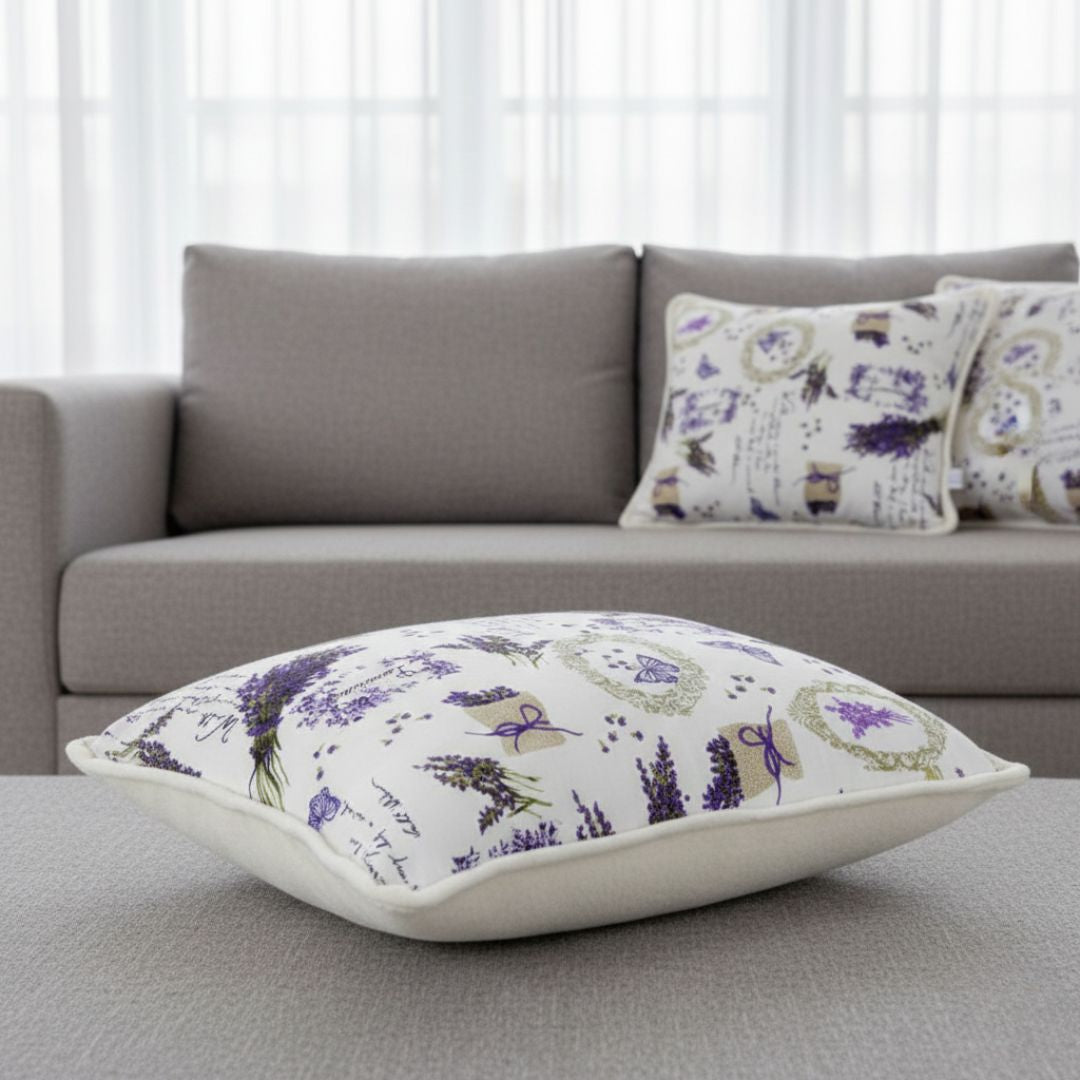 Single-sided wool lavender patterned small pillow - 600 gr/m2 - 40x50 cm