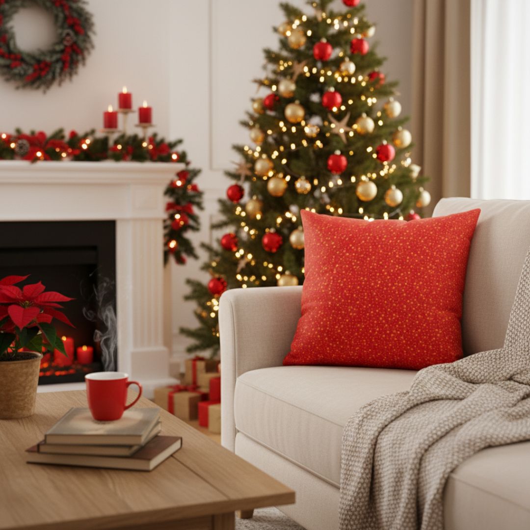 Kissen mit Reißverschluss und Einsatz in Rot mit Stern