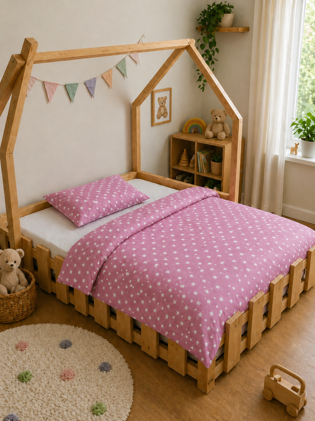 Rose Star Bettwäsche für Kinderbetten 2-teilig – sanfte Sternenatmosphäre